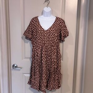 Torrid Brown Geometric Midi Dress